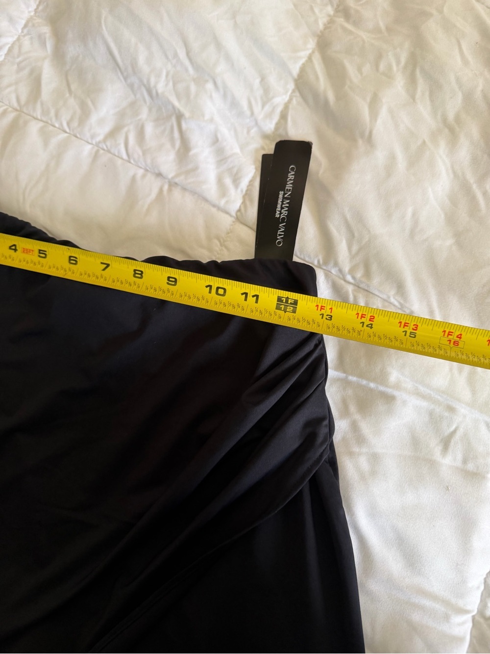 Carmen Marc Valvo Black Tulip-Overlap Midi Skirt swim cover - Picture 4 of 5